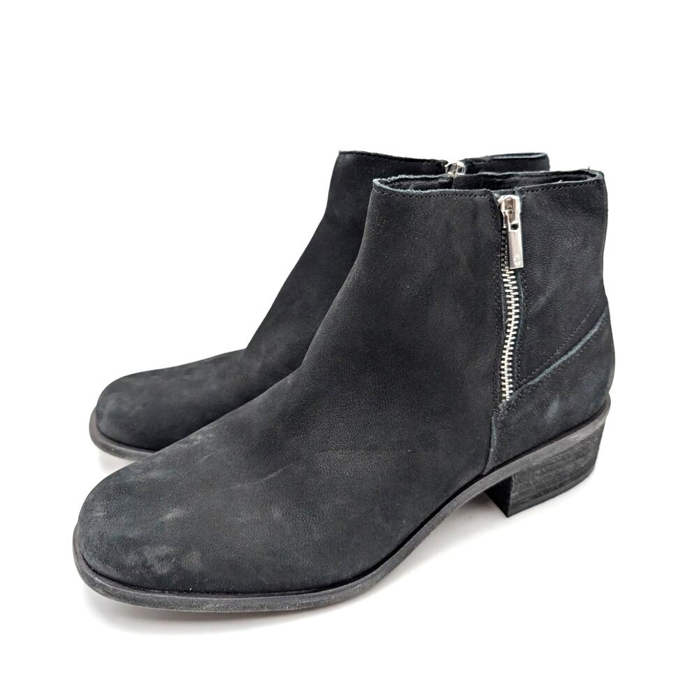 Lucky Brand Baelee Leather Ankle Boots Side Zip Women's Black Size US9M EU40